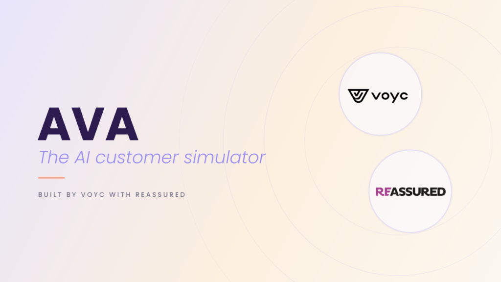Voyc and Reassured partnership announcement graphic for AVA, the AI customer simulator