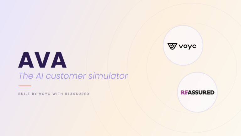 Voyc and Reassured partnership announcement graphic for AVA, the AI customer simulator